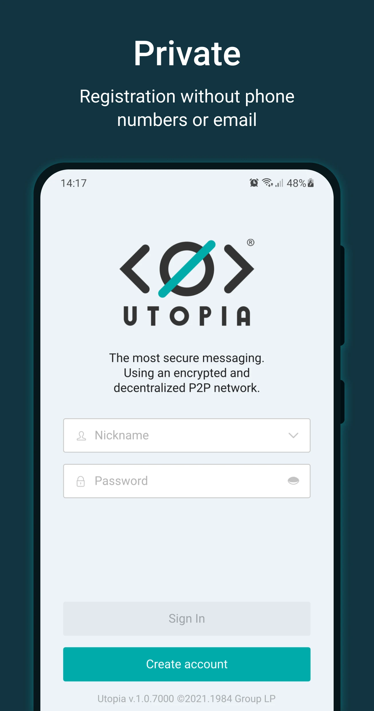 Utopia — Private Messenger screenshot